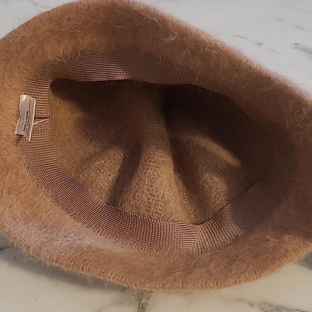 David & Young Angora Blend Tan Fuzzy Bucket Hat Wmns Minimalist Streetwear Warm - Picture 4 of 5